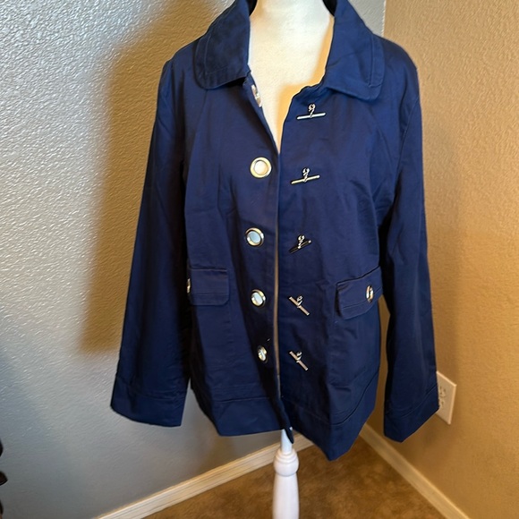 Merona size XL blue peacoat style grommet and hook closure side pocket - Picture 1 of 7